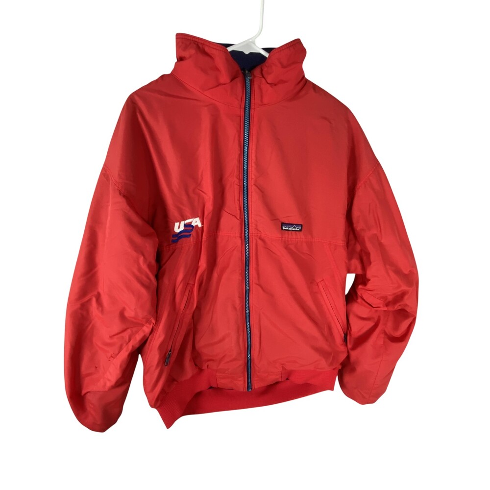 Vintage Patagonia Jacket Mens XL Red USA Fleece Lined Bomber Nylon Made USA